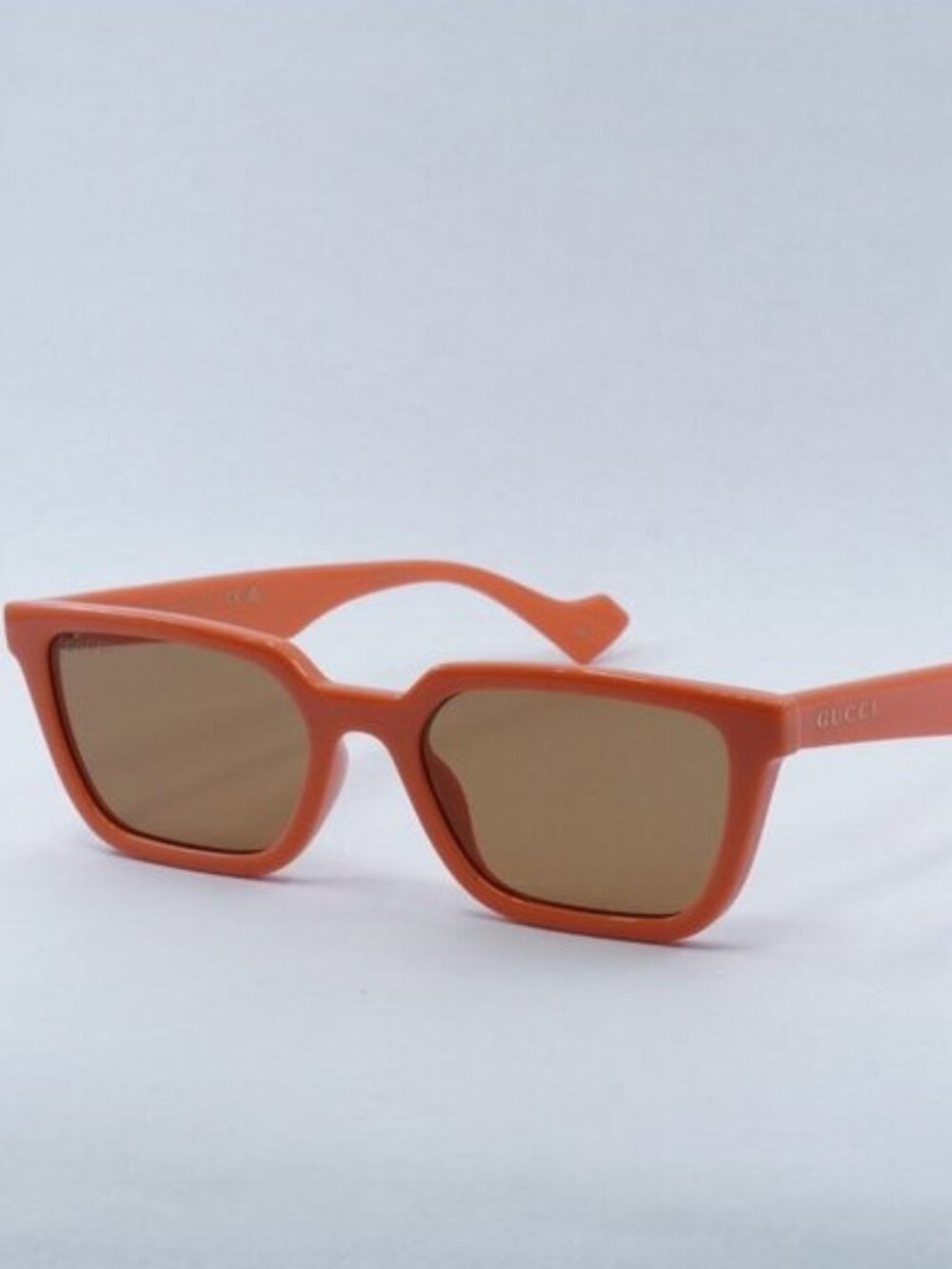 Gucci GG1539S 004 Sunglasses Orange Rectangle Frame, Brown Lenses